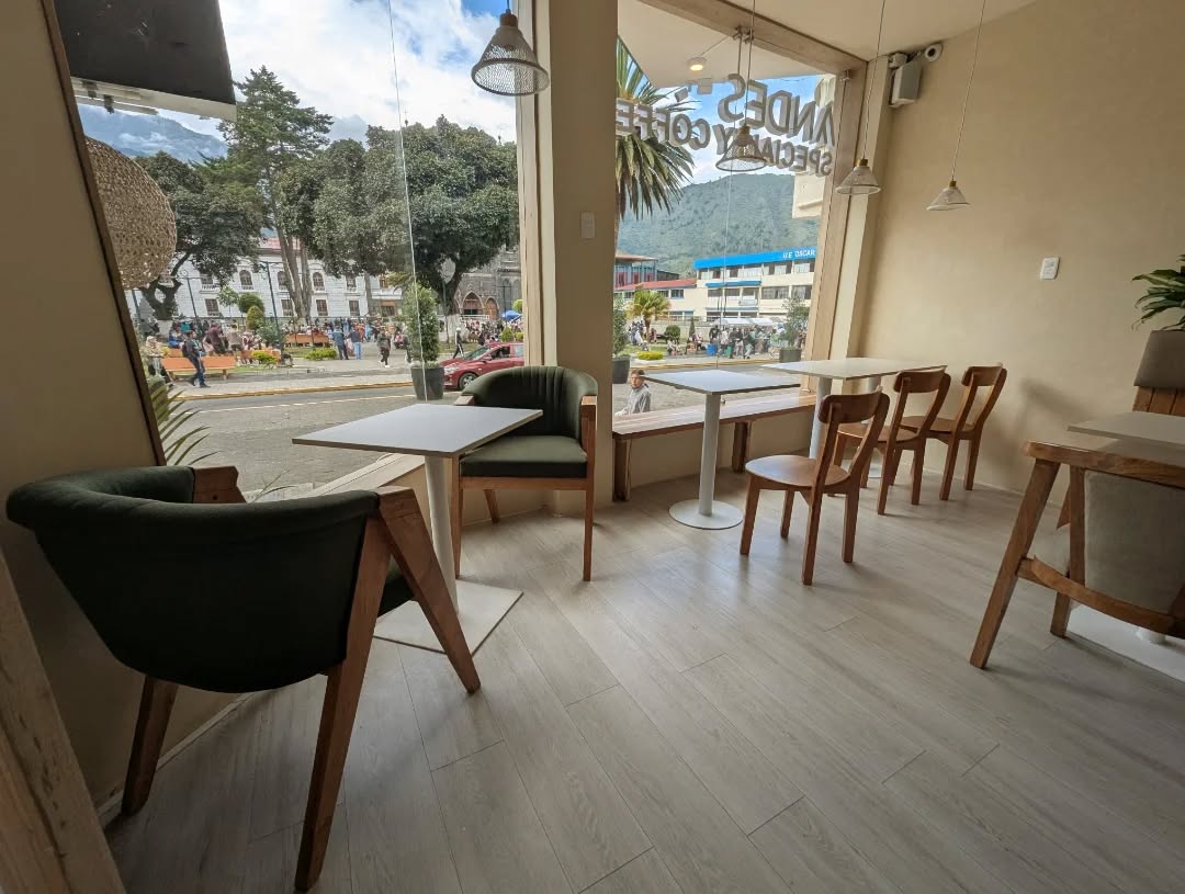 Andes Coffee — window seating with plaza view
