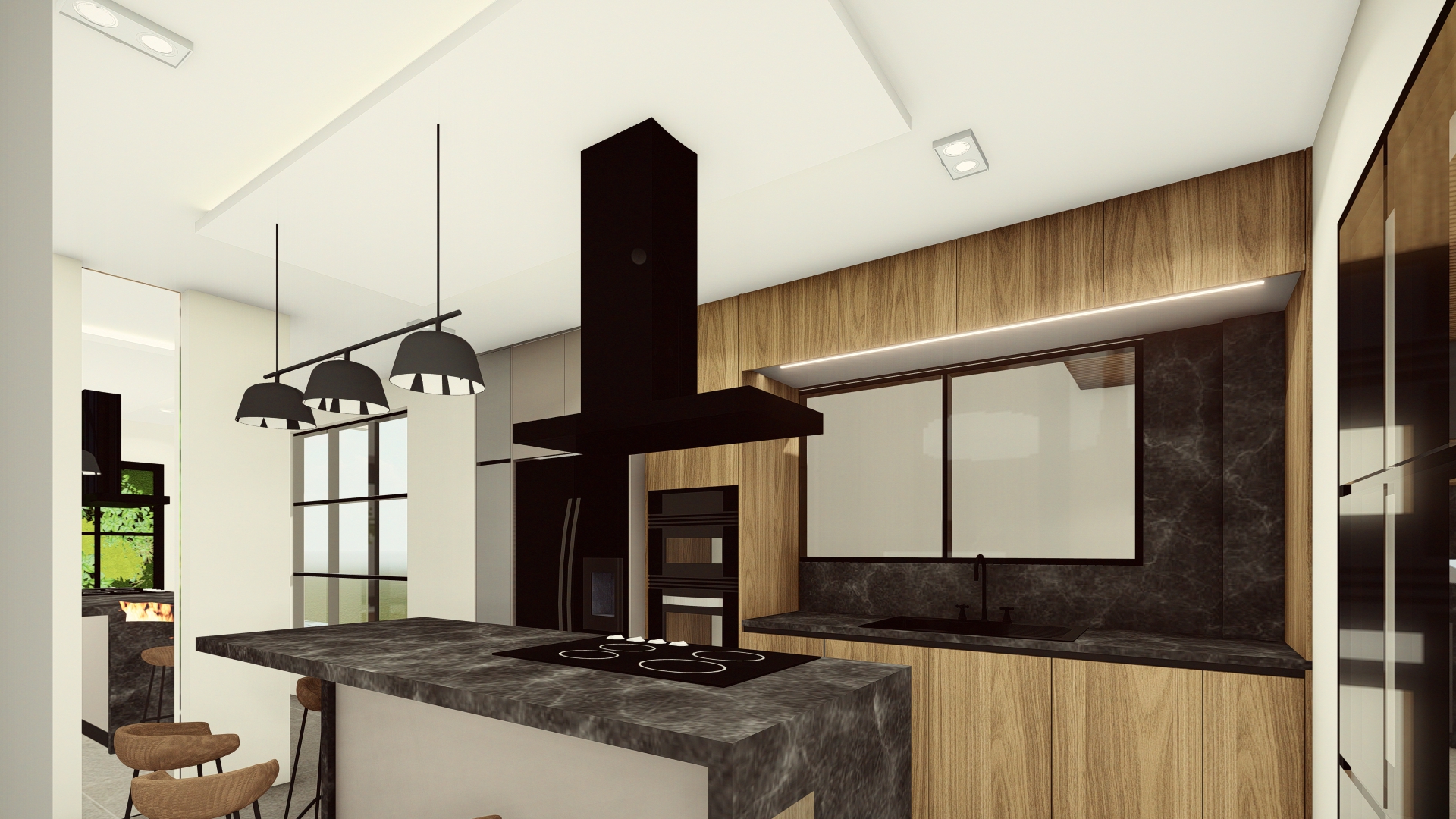 Kitchen — black & walnut