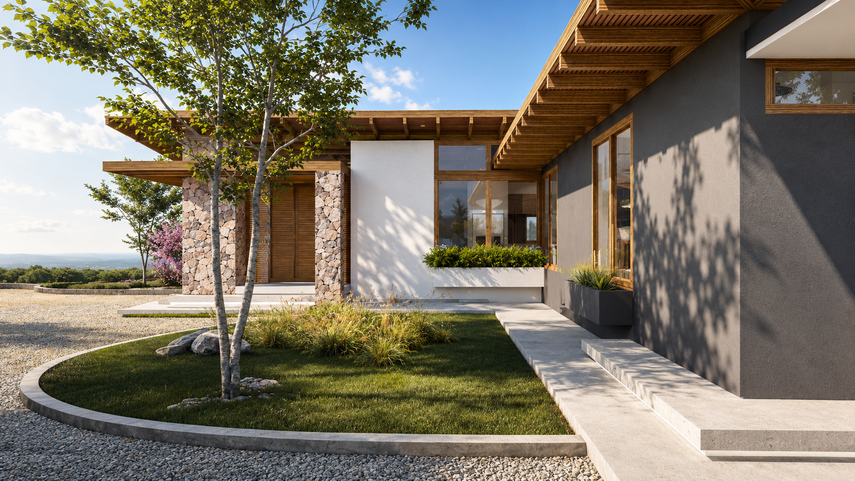 Gualaquiza House — entry court & garden